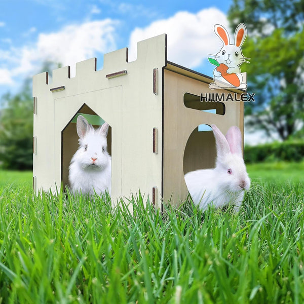 HIIMALEX Large Sturdy Bunny House with Spacious Balcony Hidey Detachable Playhouse for Rabbit Hideout Castle Tower Toys for Indoor Bunnies Guinea Pig Hamster Chinchilla Gerbil2