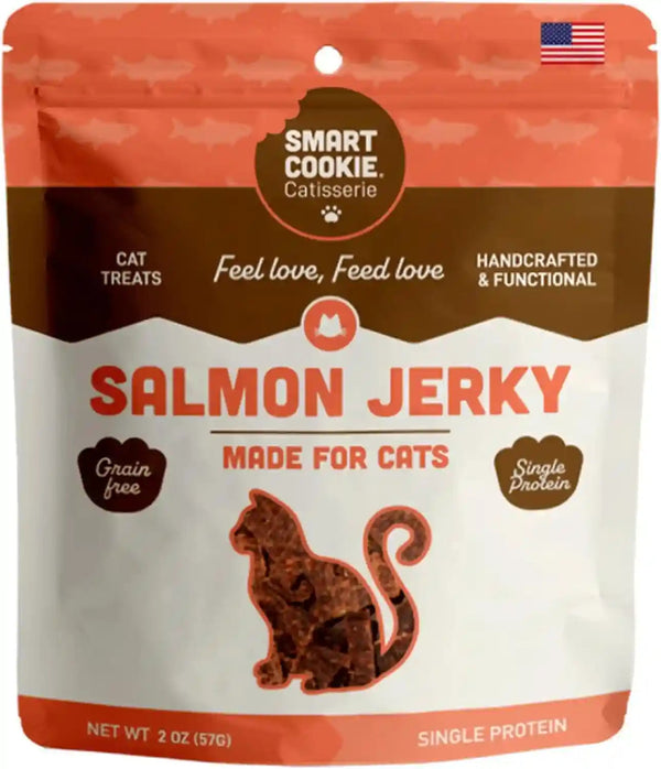 Smart Cookie Salmon Jerky Cat Treats – Real Salmon & Flaxseed, Omega-3S for Skin & Coat, Grain Free, High Protein, Handcrafted Natural Treat – Made in the USA (Pack of 1)1