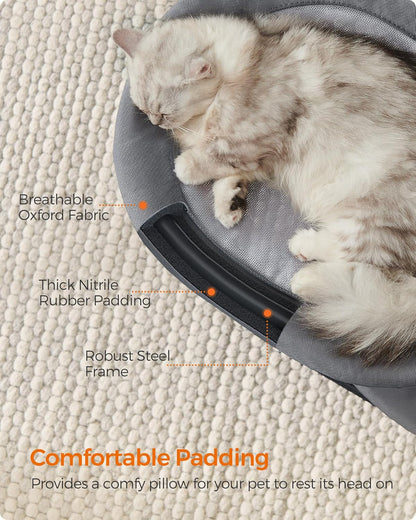 Feandrea 2-Tier Elevated Cat Hammock Bed, Breathable Furniture for Multi-Cat Households Indoor and Outdoor, with Removable Washable Mesh, Steel Frame, for Summer, Dove Gray UPCB012G014