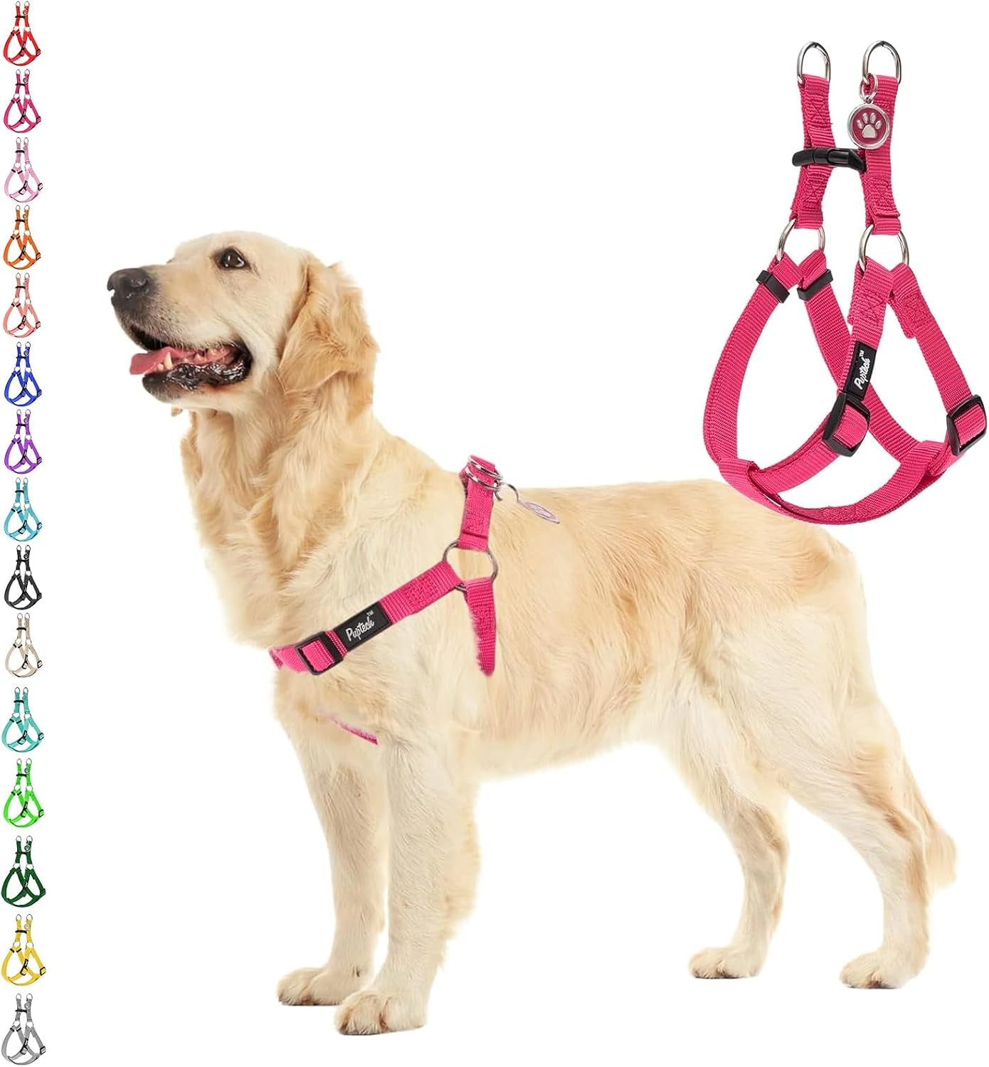 pupteck-no-pull-dog-harness-soft-adjustable-basic-nylon-step-in-puppy-vest-outdoor-walking-with-id-tag