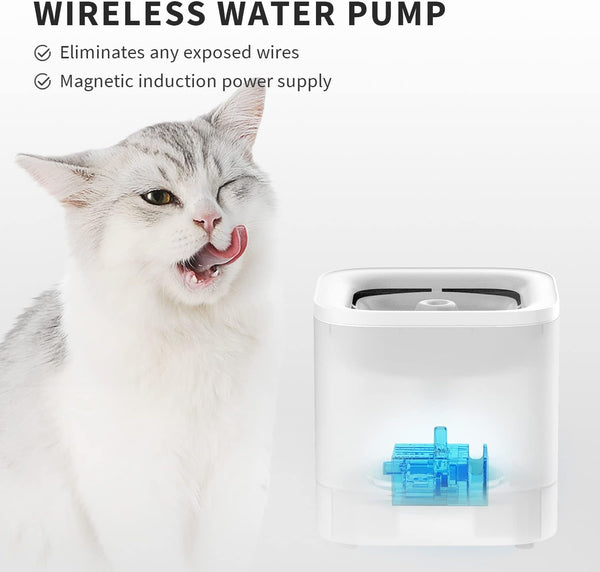 PETKIT New Cat Water Fountain with Wireless Pump, Ultra Quiet 65Oz/1.85L Pet Water Fountain for Cats and Dogs Inside, Detachable Design Easy to Clean and Assemble, Filters Included2