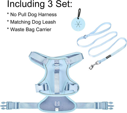Petmolico No Pull Cute Dog Harness Reflective, Light Blue, Small | Set Includes Leash & Waste Bag Holder, 2 Clips & Handle, Soft Comfy Fit, Adjustable, Ideal for Daily Walks & Travel3