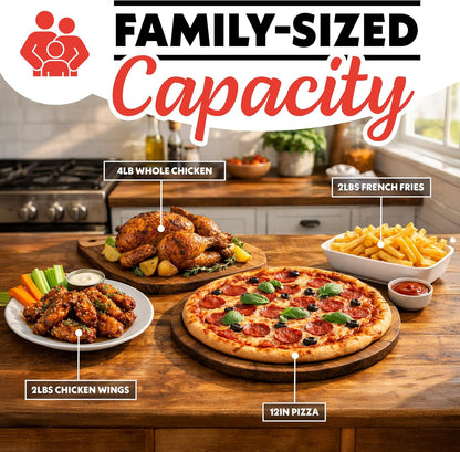 Air Fryer French Door Toaster Oven - 6-Slice Capacity, LED Display with 14 Cooking Presets, Stainless Steel6