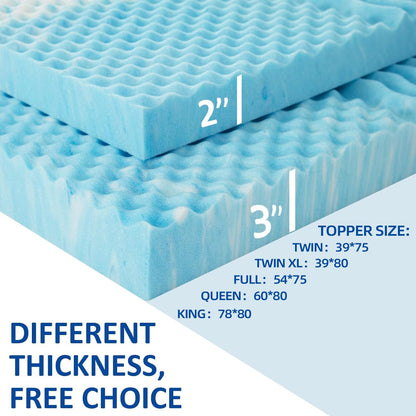 2 Inch Memory Foam Mattress Topper Twin XL, Twin Extra Long Mattress Pads for College Dorm Single Bed, Pressure Relieve Certipur-Us Certified, 39X80 Inches, Blue7
