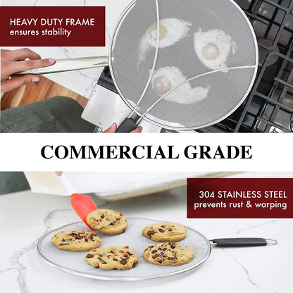 Splatter Screen for Frying Pan - 11.5 Inch Stainless Steel Grease Splatter Guard - Cover Oil Splash When Sizzling Bacon, Cooking Fried Chicken or Popcorn6