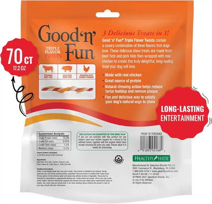 Good 'N' Fun Twists Long-Lasting Dog Treat, with Real Proteins, Beef Hide and Premium Chicken, Supports Dental Health, Mental Stimulation, 70 Count2