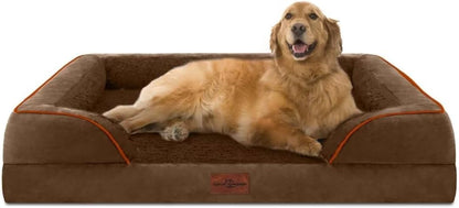 Comfort Expression Orthopedic Dog Bed for Extra Large Dogs with Bolster | Waterproof Dog Couch Bed with Washable Cover & Non-Slip Bottom, Supportive Egg Crate Foam XL Pet Bed, 42X30 Inch105