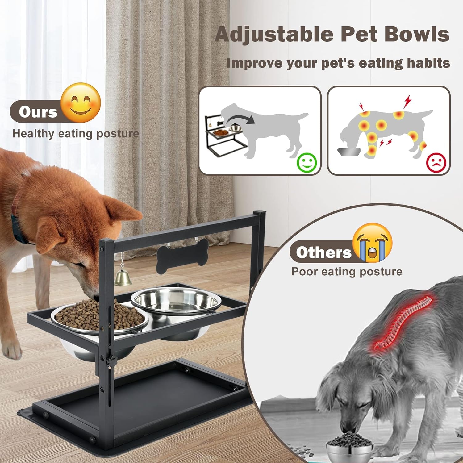 elevated-dog-bowls-with-slow-feeder-for-large-dogs-adjustable-raised-stand-with-2-stainless-steel-bowls-spill-proof-mat-non-slip-dog-feeder-for-large-medium-dogs-black