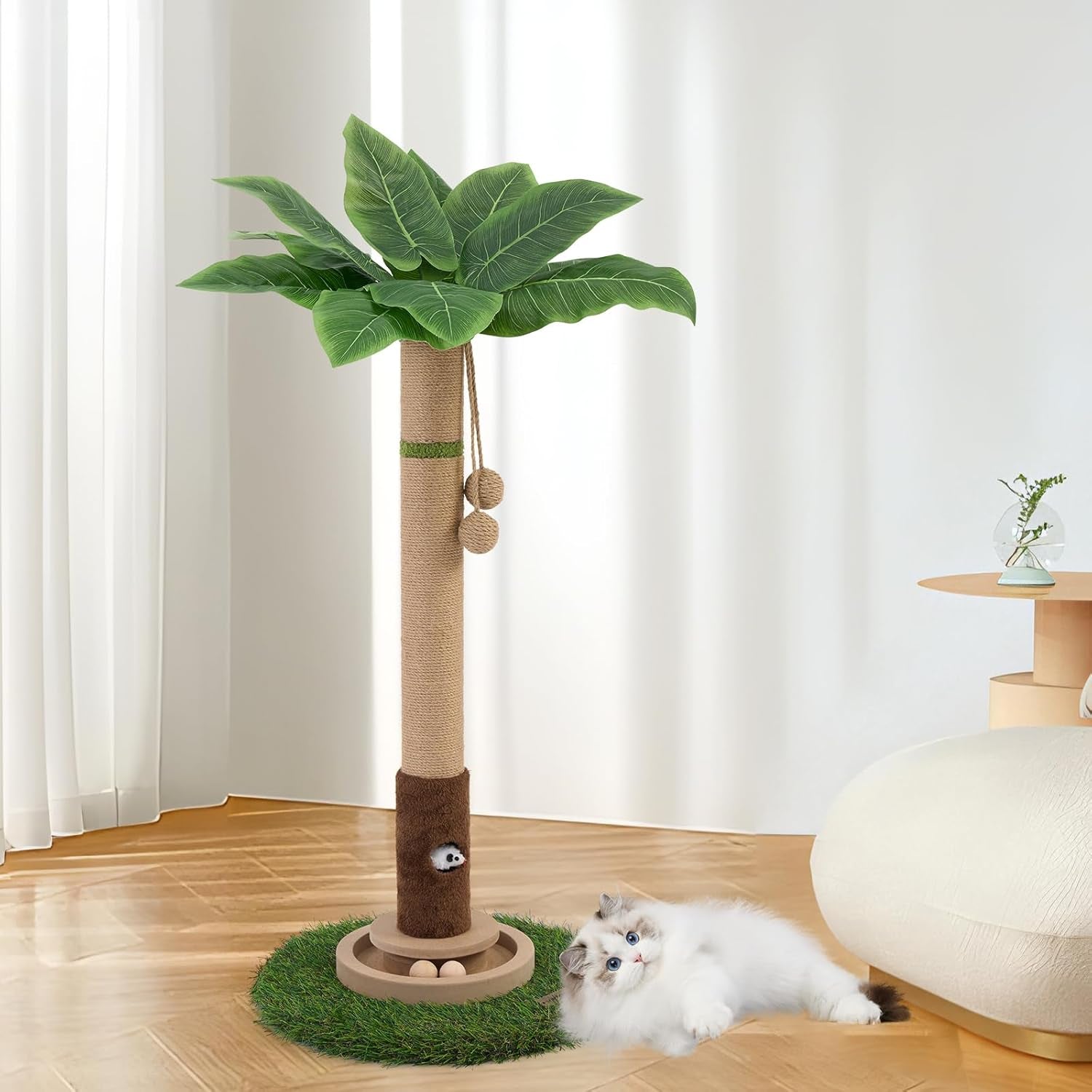 woochpet-tall-cat-scratching-post-cat-toys-cat-scratcher-tree-for-large-cat-heavy-duty-protect-sofa-modern-boho-cat-ball-track-cat-tree-for-indoor-cats