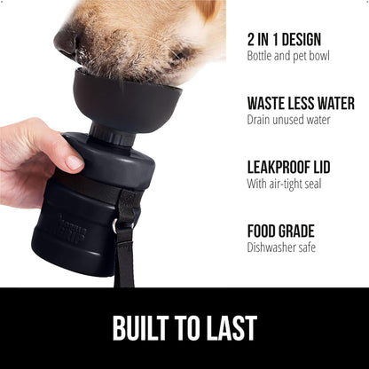 GORILLA GRIP Dog Water Bottle, Portable Water Bowl Dispenser for Dogs, 16 Oz Leak Proof Pet Travel Squeeze Bottles Food Grade Silicone, Stocking Gifts for Pets to Go Puppy Essentials, Black2