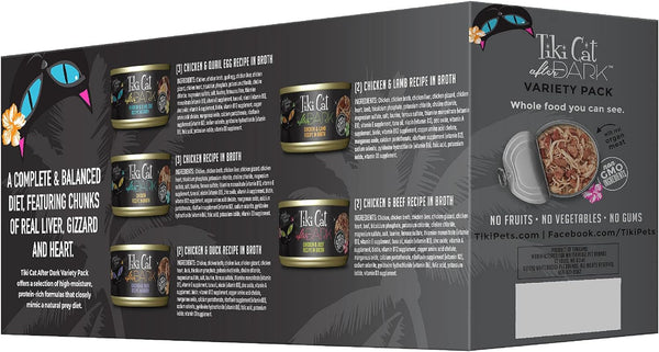 Tiki Cat after Dark Wet Cat Food, Variety Pack, 2.8 Oz. Cans (12 Count)2