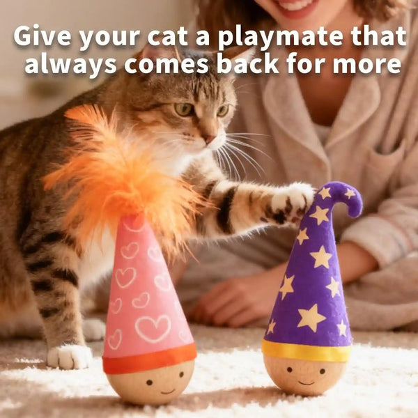 Lulu'S World Solid Wood Wobbler Cat Toy with Catnip for Cats | Cat Punching Bag,360° Irregular Motion, Noiseless Physical Drive, Hardwood Construction, Rounded Finish3