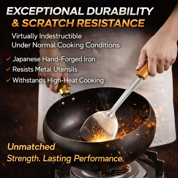 2026 Upgraded Uncoated Thick Iron Pot, Japanese Hand-Forged Non-Stick Iron Pan without Coating, Durable and Rust-Free for Cooker Gas Stir Fry Pans round Bottom with Lid (Glass Lid,11In)3