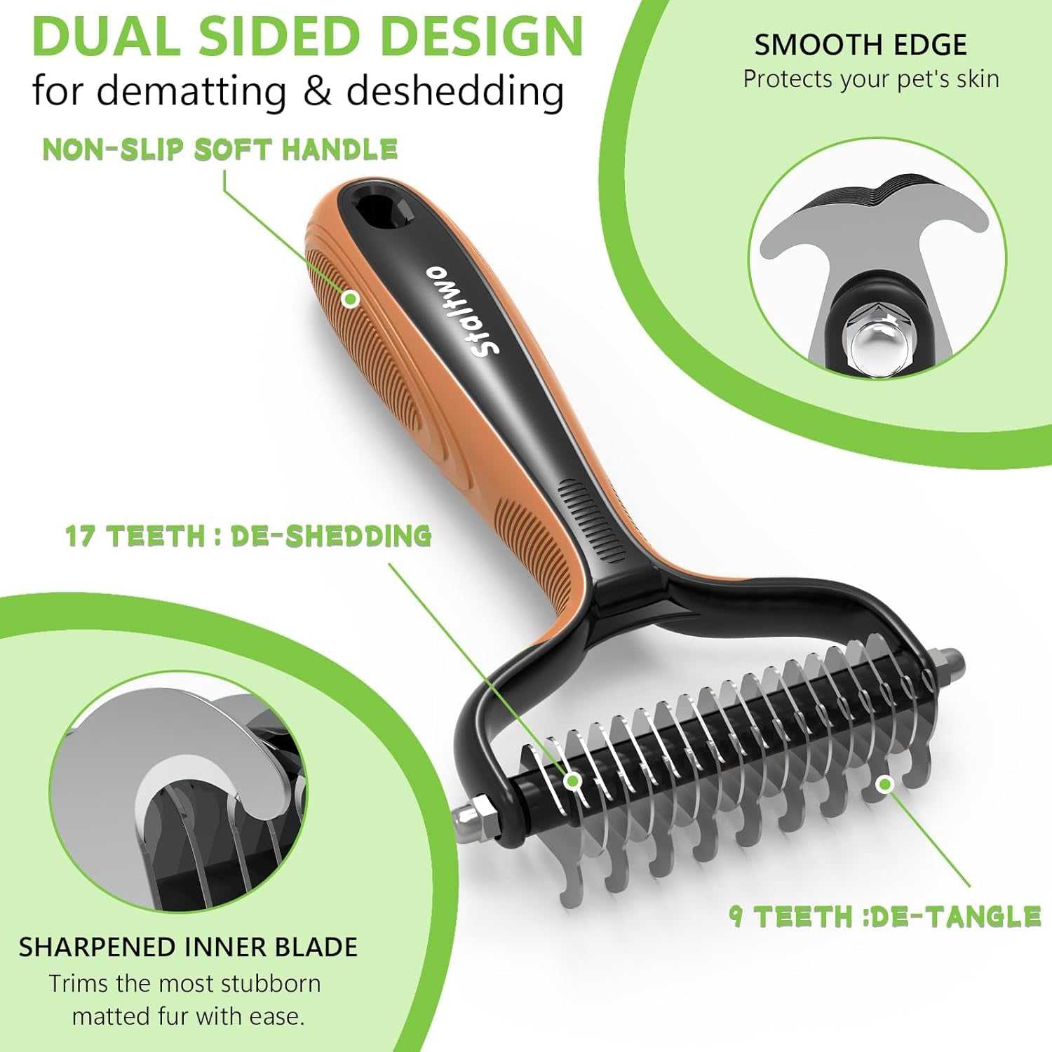 staltwo-deshedding-dog-brush-for-shedding-undercoat-rake-for-dog-cat-orange-extra-wide-double-sided-pet-grooming-tool-shedding-control-for-long-medium-haired-dogs-and-cats-knot-removal