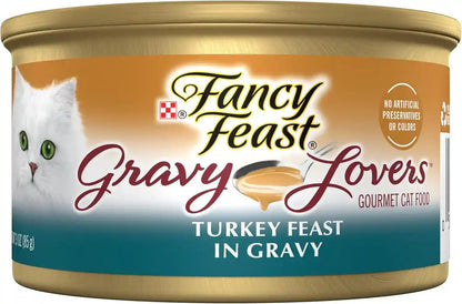 Purina Fancy Feast Gravy Lovers Turkey Feast Grilled Gourmet Cat Food in Wet Cat Food Gravy - (Pack of 24) 3 Oz. Cans1
