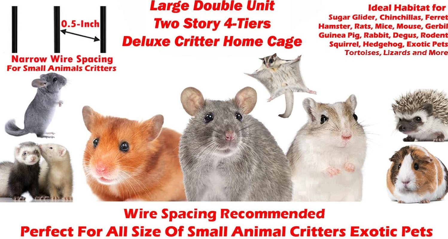 large-two-full-story-deluxe-double-unit-4-tiers-tight-1-2-inch-bar-spacing-durable-front-doors-water-bottle-food-bowl-for-feisty-ferret-squirrel-hammock-rat-gerbil-small-animal-critter-rolling-cage