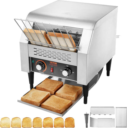 Commercial Conveyor Toaster, 300 Slices/Hour Conveyor Belt Toaster, Heavy Duty Stainless Steel Commercial Toaster Oven for Toast Bun, Bagel, Bread1