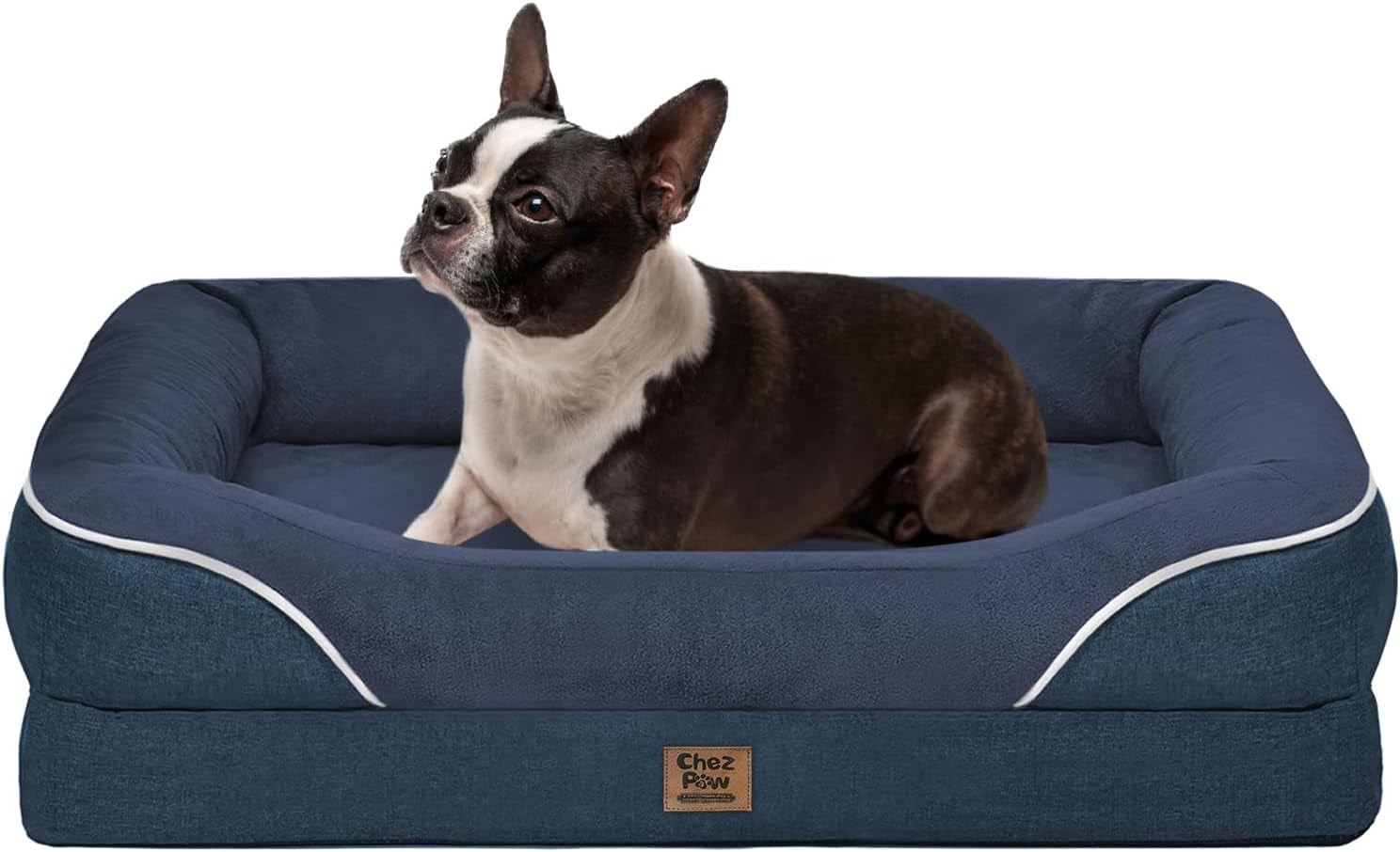 chez-paw-waterproof-orthopedic-xl-dog-bed-for-large-and-extra-large-dogs-egg-crate-foam-4-sided-bolster-support-waterproof-liner-non-slip-bottom-machine-washable-cover-42-x-30-inch