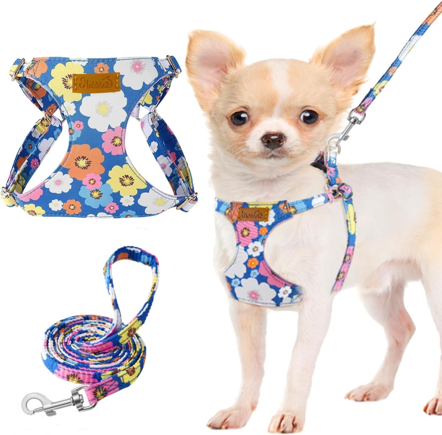 lukovee-no-pull-puppy-harness-and-leash-set-adjustable-lightweight-soft-suede-pet-harness-vest-with-snap-buckle-51in-leash-for-small-medium-dogs-pink-rose-xxs