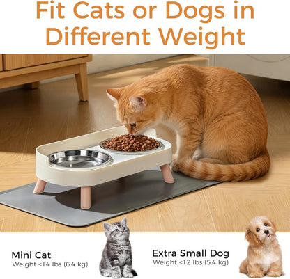 Loejan Elevated Cat Bowls Set - Raised Cat Food and Water Bowl Set with Non Slip Stand - Pet Feeding Station with 2 Stainless Steel Bowls with Splash Proof Guard4