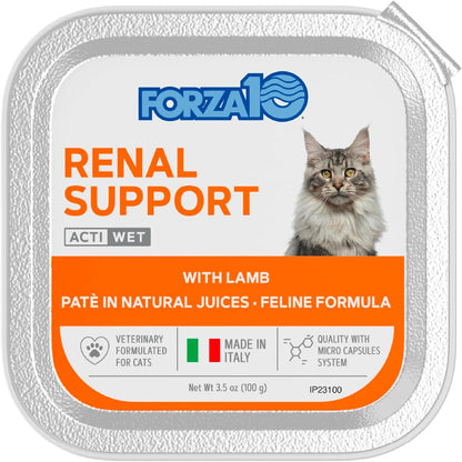 Forza10 Renal Wet Cat Food for Adult Cats - 3.5 Oz, 12 Pack - Lamb Flavor | Actiwet Renal Support - Vet-Formulated, Non-Gmo - Kidney Support for Adult Cats - Made in Italy2