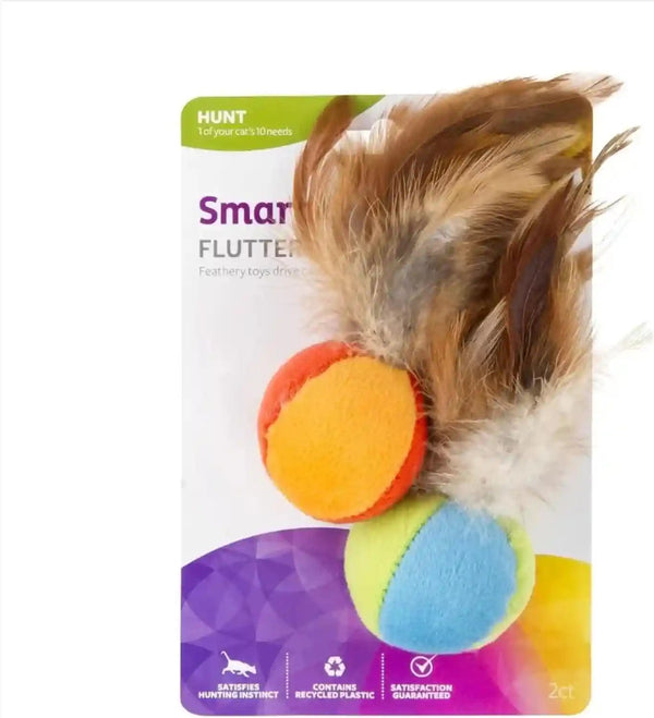 Smartykat Flutter Balls Catnip Plush and Feather Cat Toys, Erratic Motion for Batting & Pouncing Fun for Cats & Kittens, Set of 21