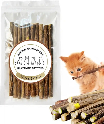 Silvervine Sticks for Cats, 30PCS Kitten Toys Catnip Toys Matatabi Silvervine Sticks Kitty Chew Toys Wooden Stick Kitten Teething Toys Molar Suitable for Cats of All Ages8