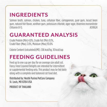 Purina Fancy Feast Layered Delights Chicken Mousse Topped with Flaked Salmon Gourmet Wet Cat Treats - 1.96 Oz. (Pack of 8)6