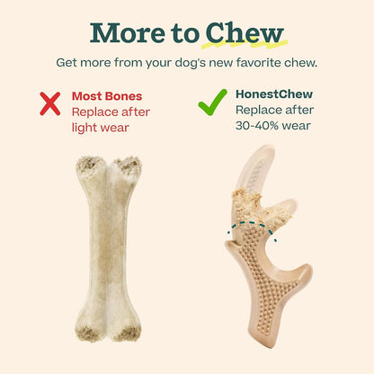 WOOF Honestchew Antler Dog Chew Toy for Dogs 25-60 Lbs | Includes Antler & Infinity, Plant-Based Materials, Splinter-Resistant, Durable Chews, Supports Dental Care, Gift-Ready Set6