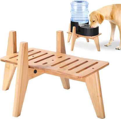Dog Water and Food Dispenser Stand for Medium Dogs - Adjustable, Bamboo | Use to Elevate, Raise, Hold Gravity or Automatic Food Feeders and Water Bowl Dispensers - Medium9