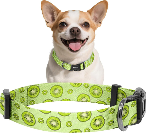 Kazazoo Dog Collar Cute and Soft Nylon Puppy Collar Girl Dogs, Adjustable Purple Dog Collars for Medium Dogs, Purple Flowers-M32