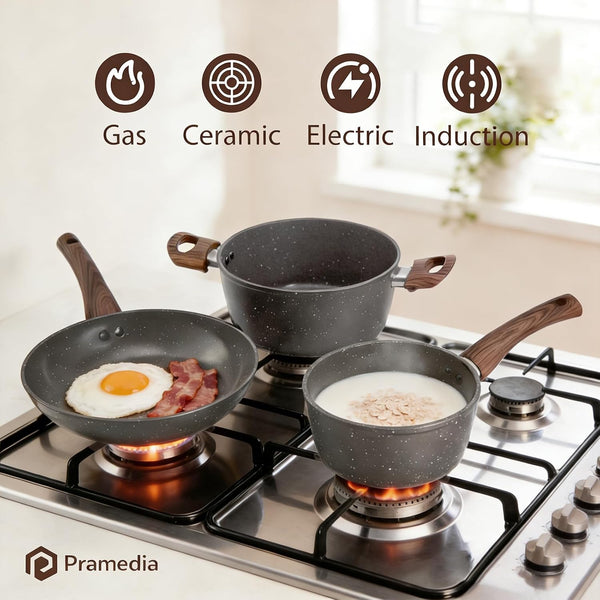 15-Piece Ceramic Nonstick Pots and Pans Set, Induction PFAS Free | Gray Kitchen Cookware Set, Stay-Cool Handles, PFAS & PFOA Free, Non-Toxic, Gas & Electric Stovetop, Easy Clean5