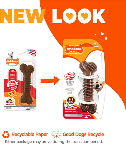 Nylabone Power Chew Dental Groove Bone Dog Chew Toy, Flavor Medley, Small | Teeth-Cleaning Textures, Durable Dog Toys for Aggressive Chewers, Discourages Destructive Chewing, for Dogs up to 25 Lbs3