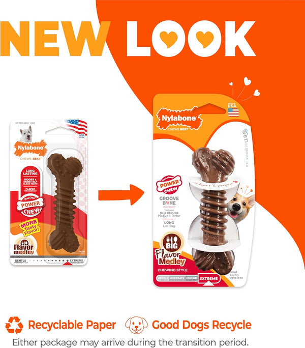 Nylabone Power Chew Dental Groove Bone Dog Chew Toy, Flavor Medley, Small | Teeth-Cleaning Textures, Durable Dog Toys for Aggressive Chewers, Discourages Destructive Chewing, for Dogs up to 25 Lbs3