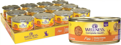 Wellness Complete Health Pate Adult Canned Wet Cat Food, Natural, Protein Rich, Grain Free, Chicken Entrée Recipe, 3 Oz, Pack of 24 Cans19