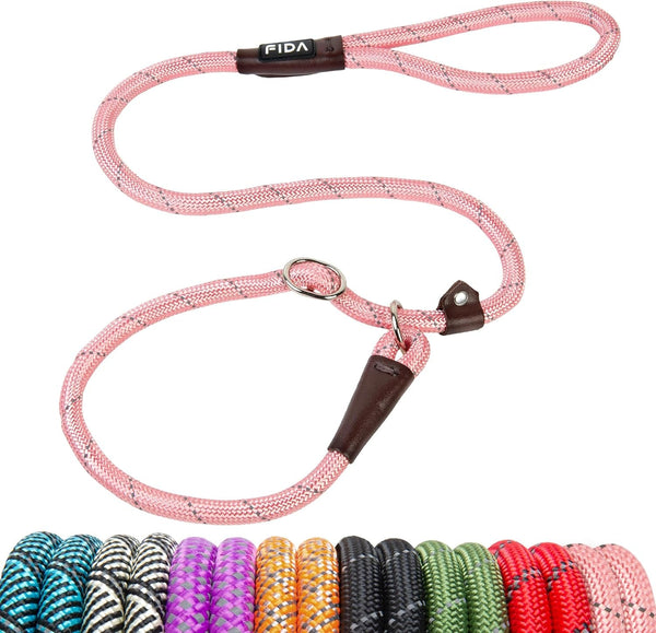 Fida Durable Slip Lead Dog Leash, 6 FT X 1/2" Heavy Duty Dog Loop Leashes, Comfortable Strong Rope Slip Leash for Large Medium Dogs, No Pull Pet Training Lead with Highly Reflective(1/2", Black)42