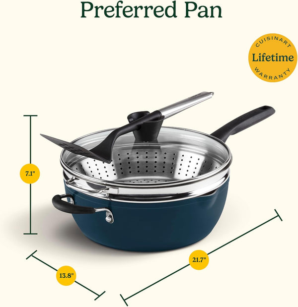 Preferred Pan 4-Pc Set - Nouveau Navy (4.5 Qt. Multi-Purpose Pan W/Cover, Steamer, Slotted Turner)10