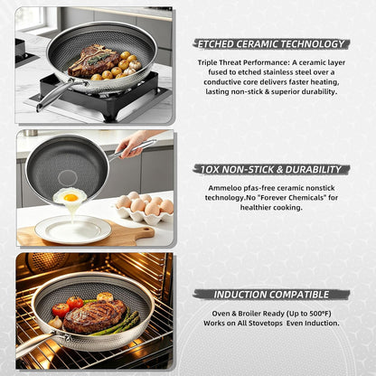 7 Pcs Stainless Steel Nonstick Pots and Pans Set | PFOA Free Cookware, Dishwasher and Oven Safe, Induction Compatible8