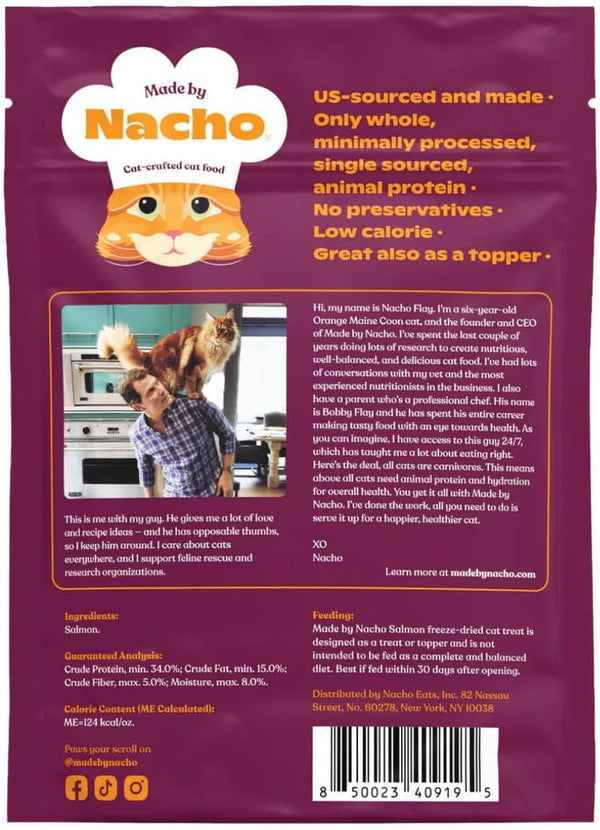 Made by Nacho Freeze-Dried Cat Treats - Healthy, Limited Ingredient Cat Treats - High Protein, Nutrient-Rich Crunchy Treats. (Wild Alaskan Salmon (.7 Oz))2