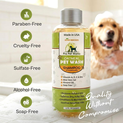 Oatmeal Dog Shampoo and Conditioner for Allergies, Itching and Sensitive Skin - Smelly, Itchy Pet Cleaning Supplies - Puppy Wash, anti Itch and Dandruff, All Natural Formula - with Omega 3'S3