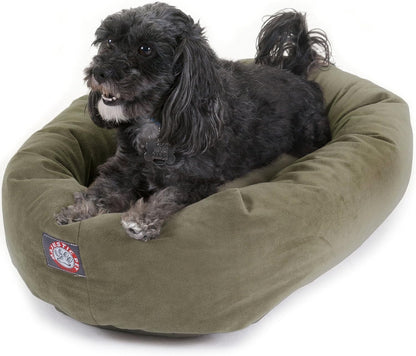 Majestic Pet 32 Inch Suede Calming Dog Bed Washable – Cozy Soft round Dog Bed with Spine Support for Dogs to Rest Their Head - Fluffy Donut Dog Bed 32X23X7 (Inch) - round Pet Bed Medium – Sage53