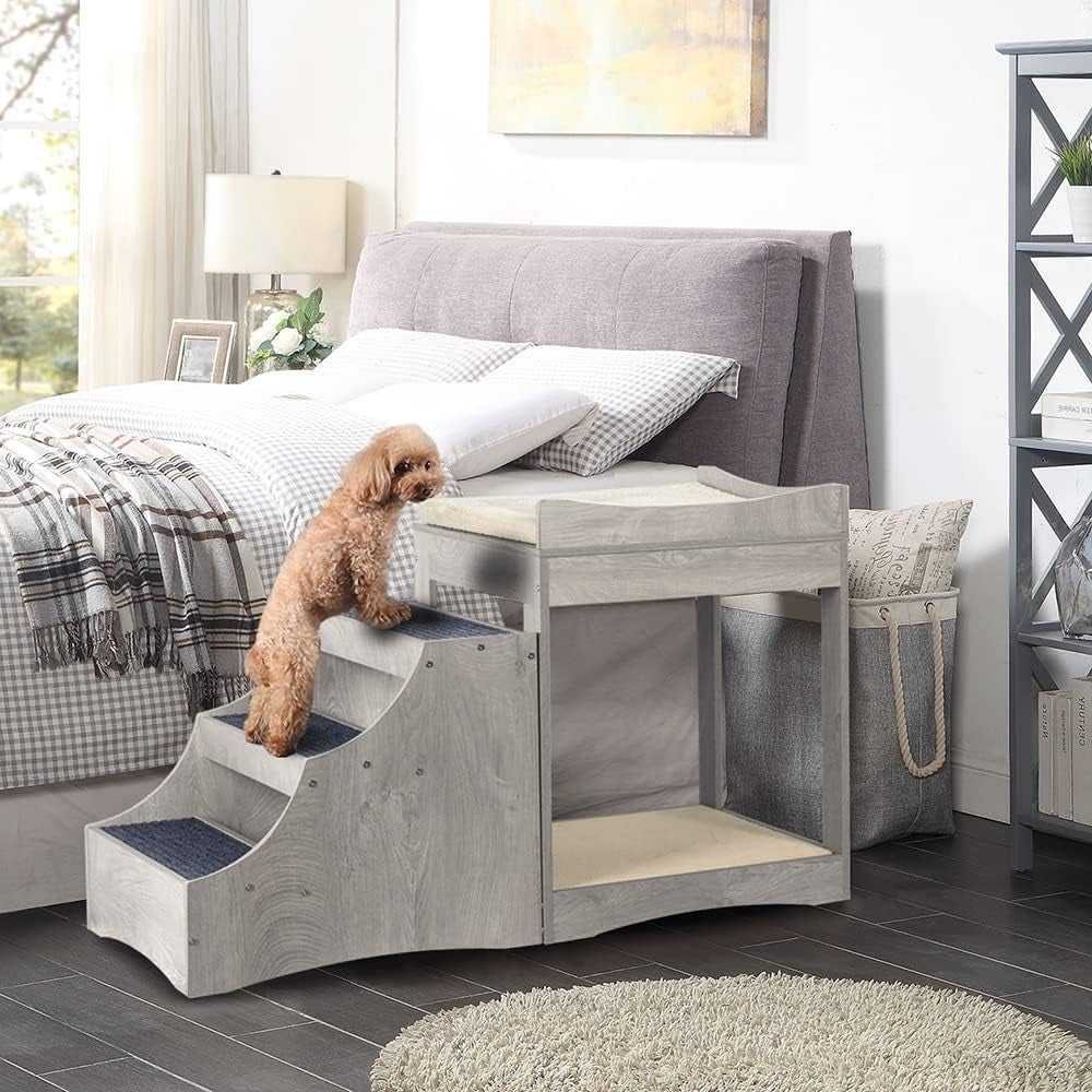 unipaws-pet-bunk-bed-with-removable-step-for-dog-and-cat-window-perch-seat-multi-level-bed-with-cushion-and-cat-scratch-pad-indoor-use-grey
