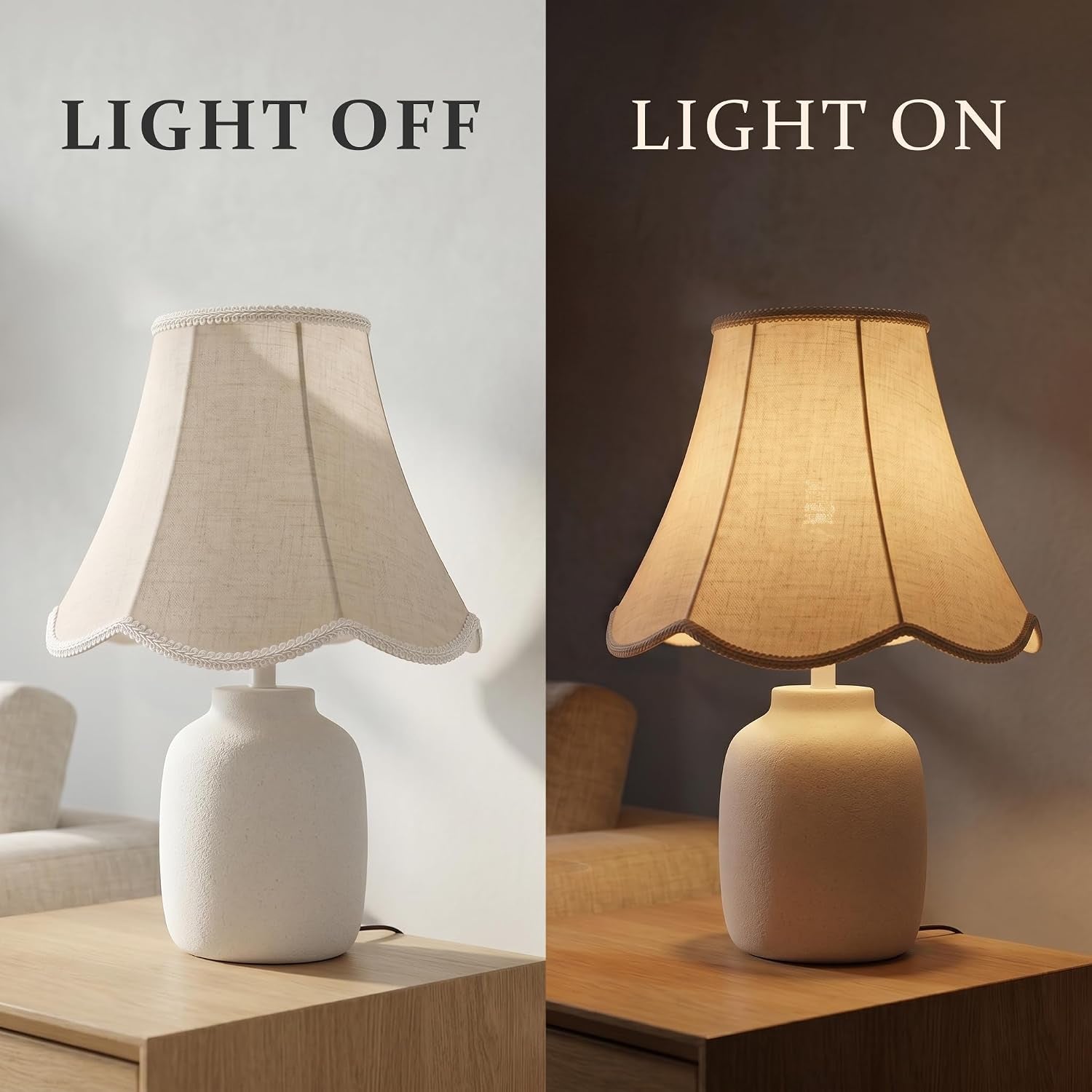 beige-scalloped-lamp-shades-set-of-2-6-7-x-13-x-10-bell-linen-lampshades-with-petal-edge-braid-medium-spider-fitter-replacement-for-table-lamps-living-room-bedroom-easy-assembly-required