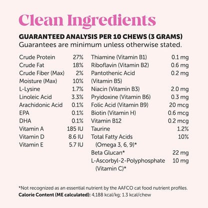 Cat Multivitamin Crunchy Creamy Chews - Daily Cat Vitamins with Lysine, Prebiotics, Omega 3 Fish Oil - Cat Treats for Immune Support, Skin Coat, Digestion, Heart + Joint Health (30-Day Supply)11