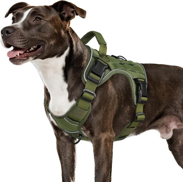 WINGOIN Tactical Dog Harness for Large Dogs, Heavy Duty No Pull Dog Harness with Handle, Adjustable Reflective Military K9 German Shepherd Big Size Dog Vest for Walking, Training, Hunting, Green (L) | with Handle,Adjustable Reflective,Green Military K9 Style,Big Size Dog Vest,For German Shepherd,For Walking Training Hunting7