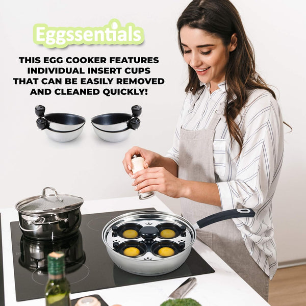 Egg Poacher -  Poached Egg Maker, Stainless Steel Egg Poaching Pan, Poached Eggs Cooker Food Grade Safe PFOA Free with Spatula.3