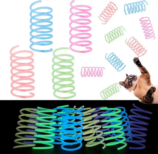 Fashion'S Talk 12PCS Glow-In-The-Dark Springs Cat Toys for Indoor Cats,Jelly Color Interactive Play Kitten Toys for Chase and Exercise1