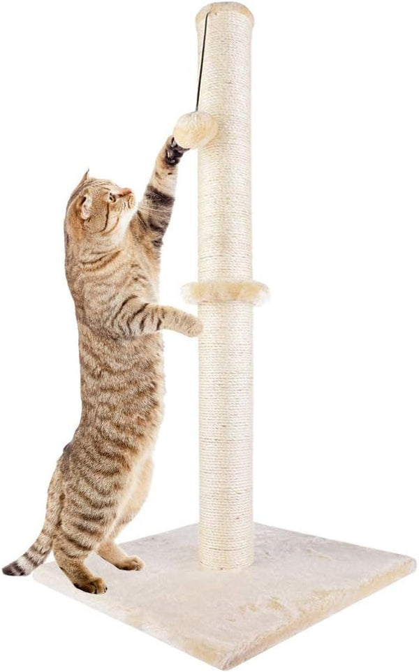 Dimaka 29" Height Tall Cat Scratching Post, Claw Scratcher with Sisal Rope and Covered with Soft Smooth Plush, Vertical Scratch [Full Strectch] for Standard Size Cats(Grey, 29 Inches for All Cats)21