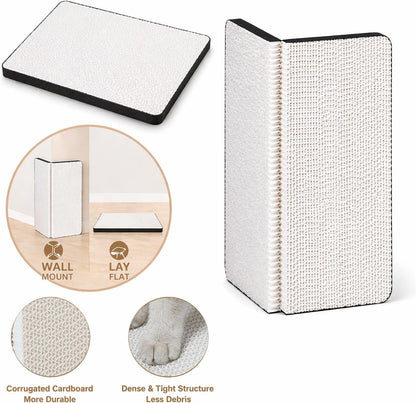 Cat Scratcher Pads, Foldable Cardboard for Corner Walls 17″Lx13″Wx0.78″H Scratching Post for Indoor Cats (White,Medium)4