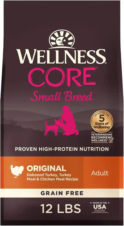 Wellness CORE Small Breed Adult Dry Dog Food, Grain Free Kibble, Natural, High Protein, Turkey and Chicken Recipe, 4 Lb Bag13